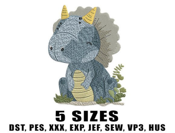 Baby Blue Triceratops Embroidery Design Review