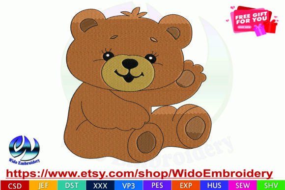 Bear Embroidery Design, 10 Formats Review