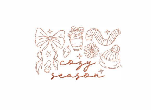 Cozy Season Redwork Embroidery Design Review