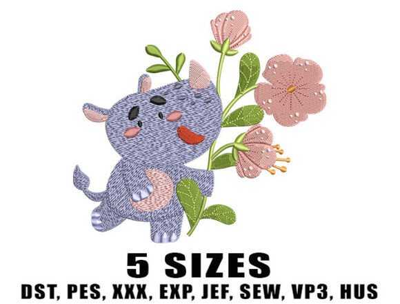 Cute Floral Rhino Embroidery Design Review