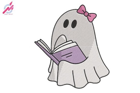 Cute Ghost Reading a Book Embroidery Design Review