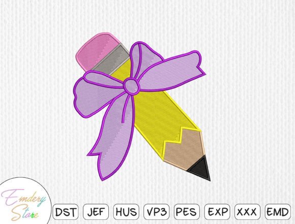 Pencil with Bow Embroidery Design Review