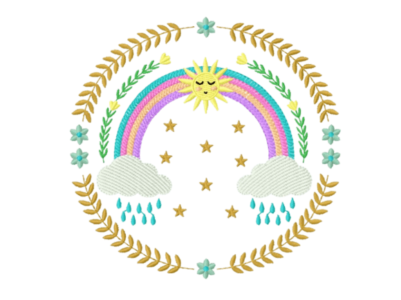 Rainbow Sun and Clouds Embroidery Design Review